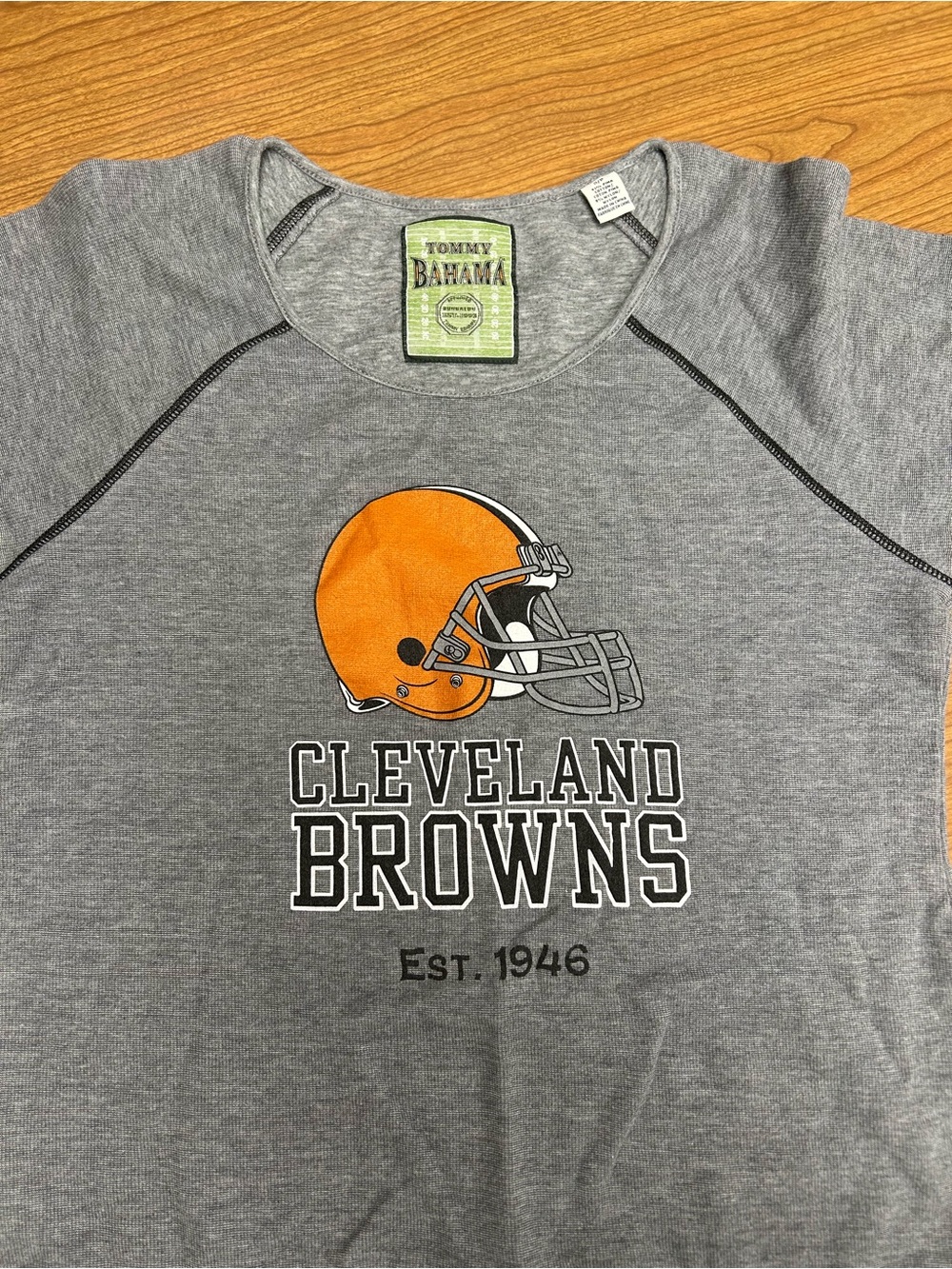 Tommy Bahama Women’s Cleveland Browns  Shorts Sleeve Tee with Orange Helmet